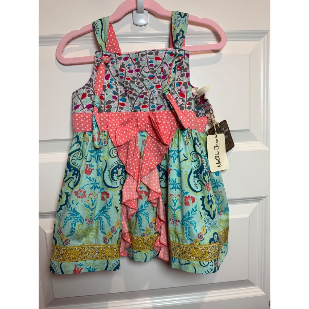 New Matilda Jane Vanessa Knot Top Girls Size 6 Mixed Print Floral Polka Dot Bow